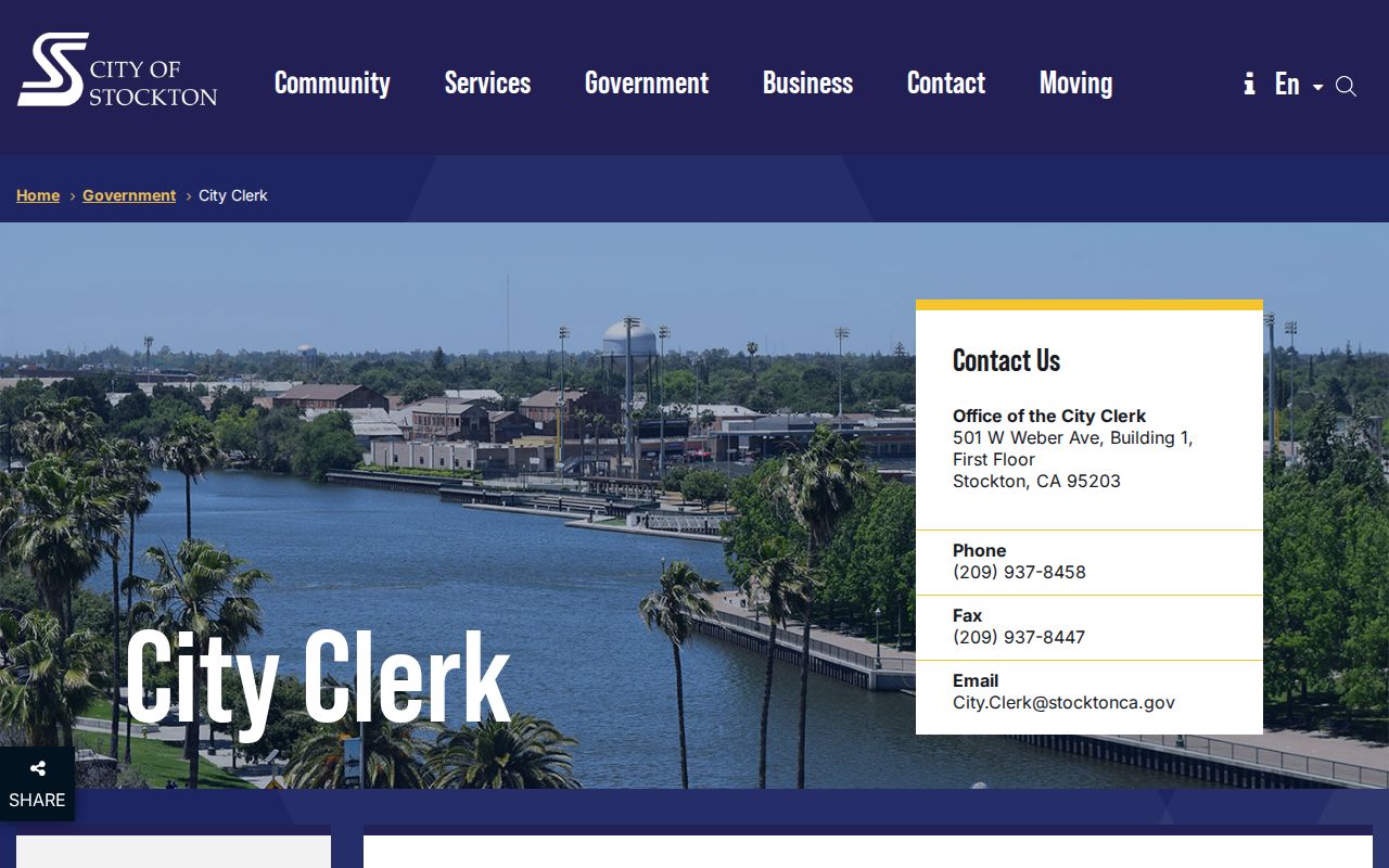Stockton people search through City Clerk records requests