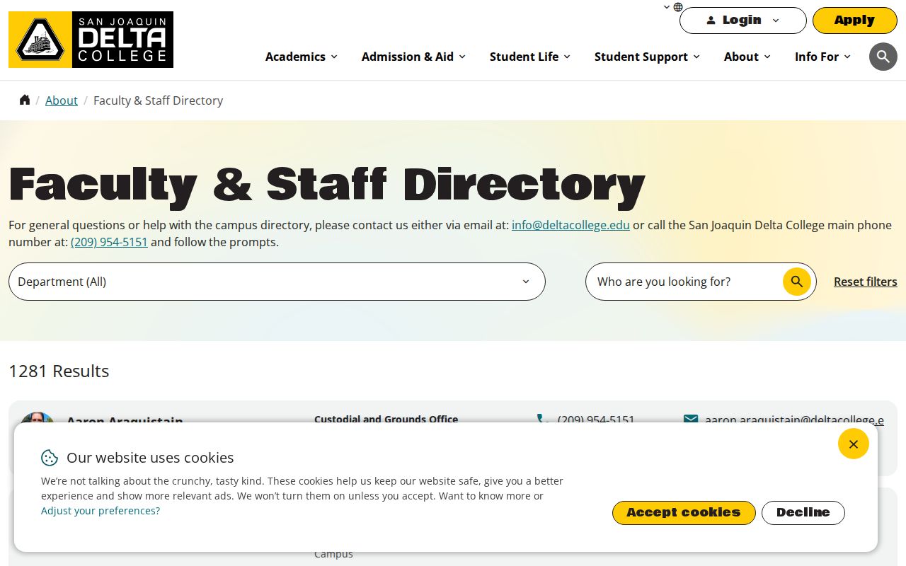 Stockton people directories Delta College faculty search