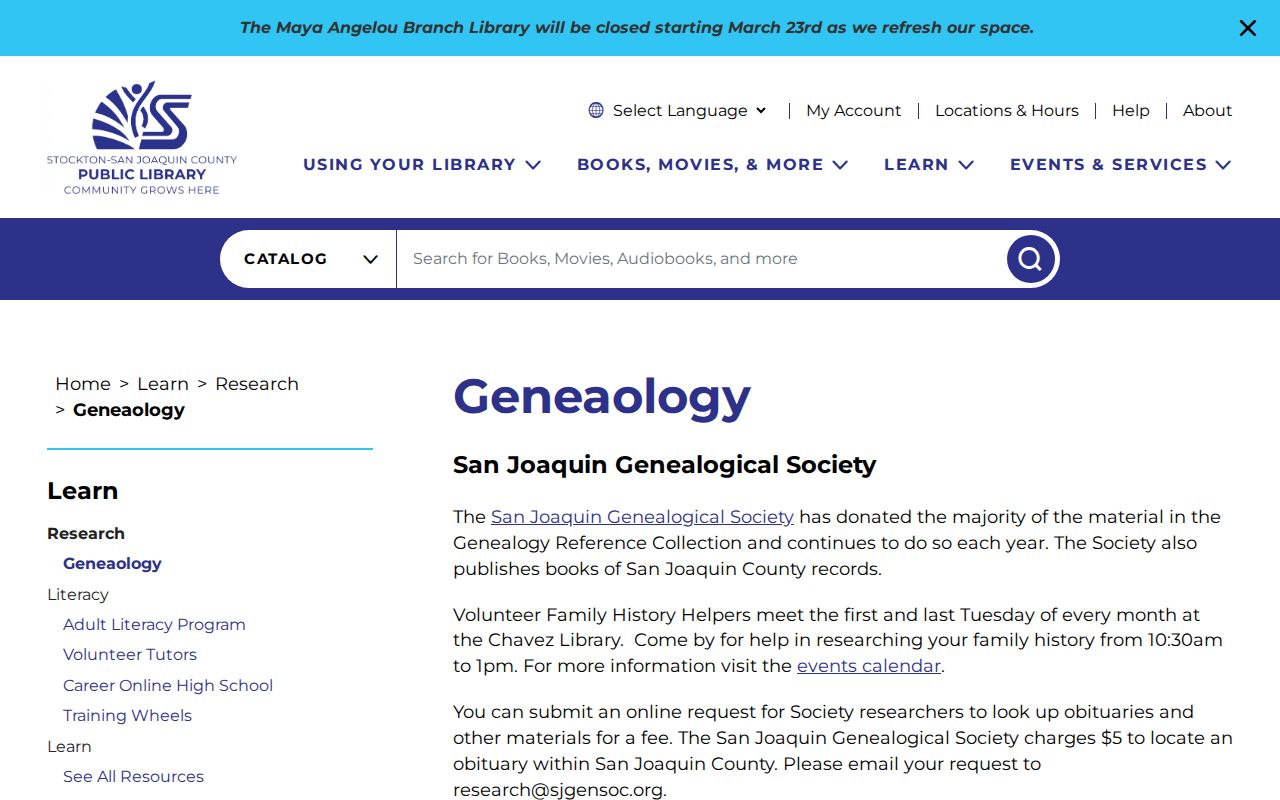 Stockton people directories public library genealogy resources