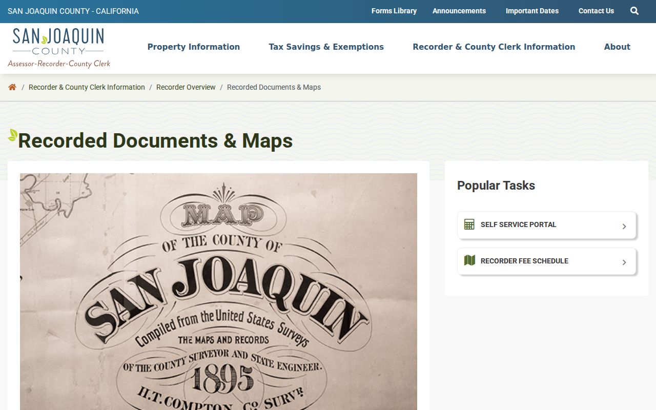 Stockton public records coverage for San Joaquin recorded documents and maps