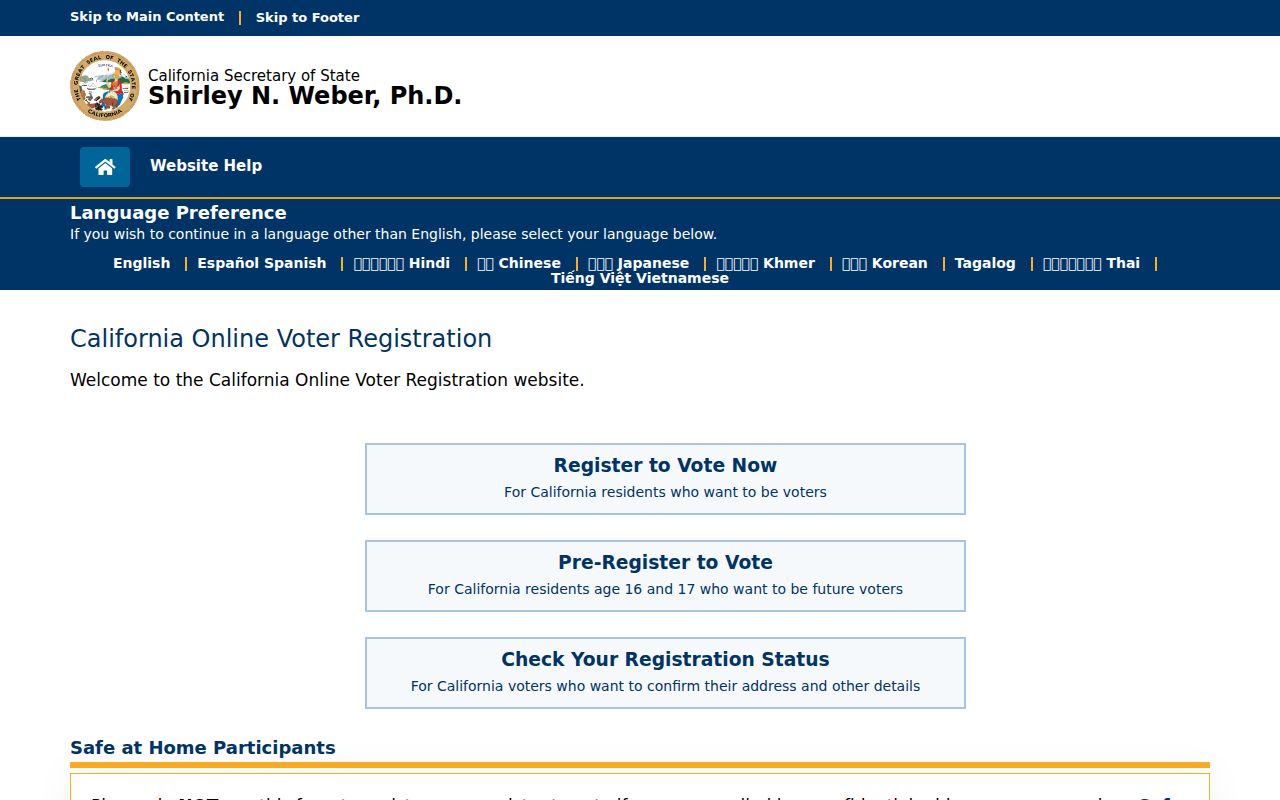 Stockton voter registration portal for California voters