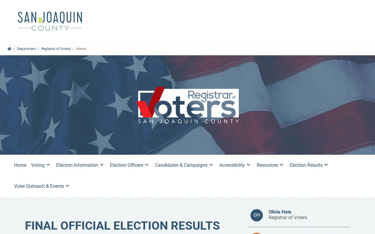 Stockton voter records at San Joaquin County Registrar of Voters